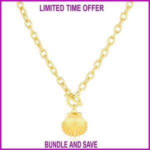 Brass Seashell Pendant Necklace 20 Inches, Ocean Jewelry Gift